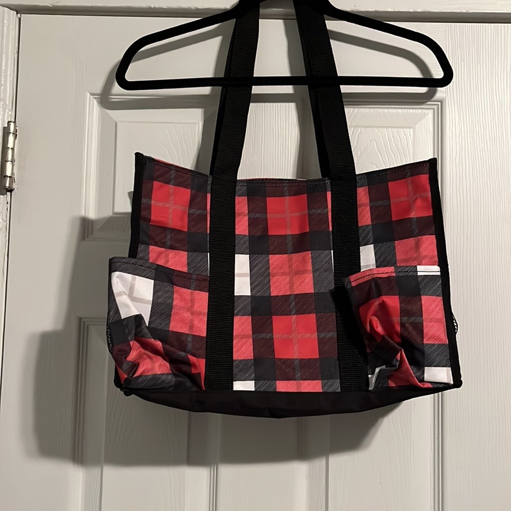 Thirty-One Red and Black Checkered Tote - Picture 2 of 6
